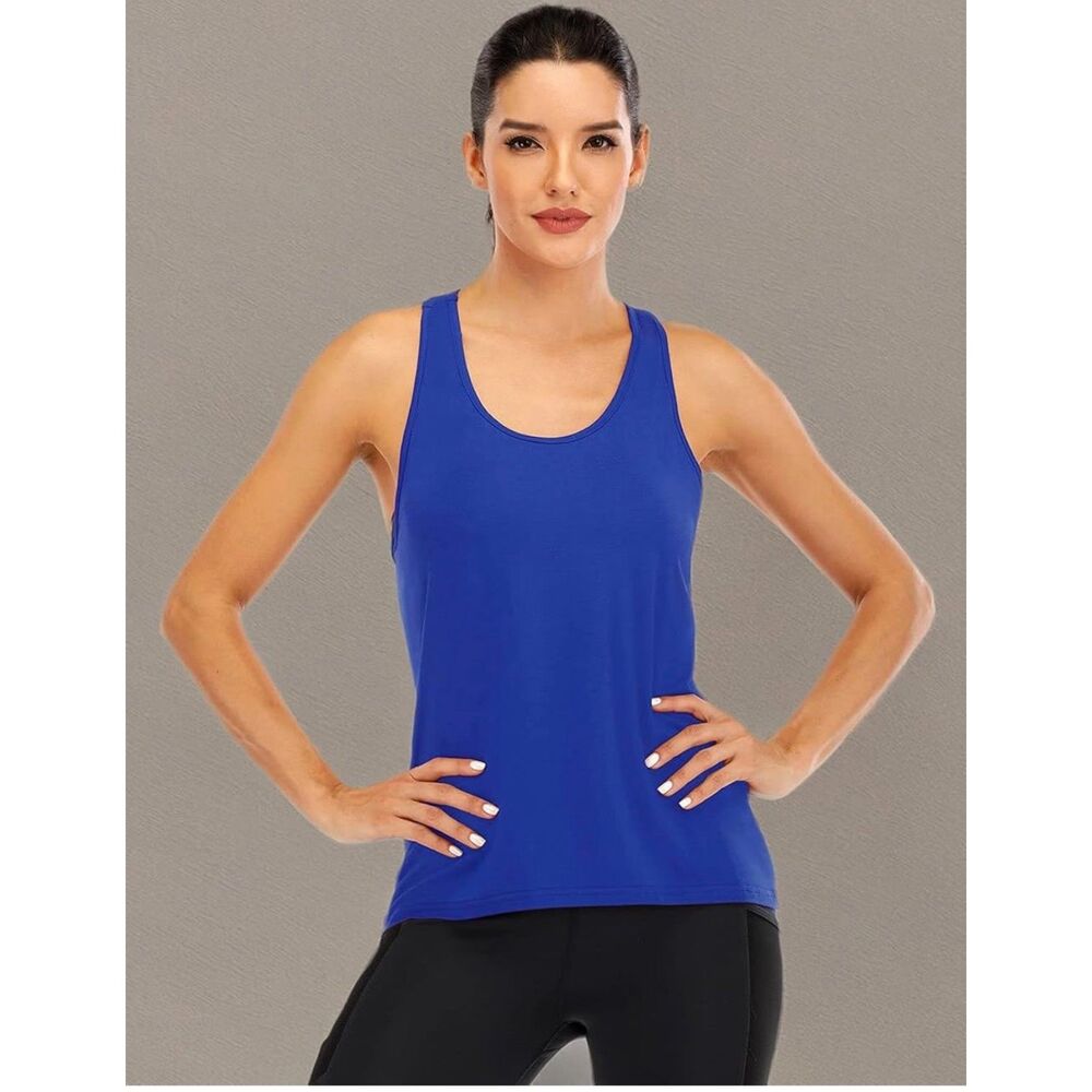 Lot of 3 Size Large EUC Like New active racerback tanks Royal Orange Green - Picture 16 of 16